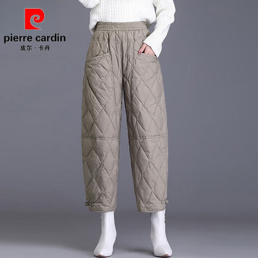 Pierre Cardin Down I Cotton I Pants Women's Outer Wear 2026 New Winter Fashion Women's Velvet Thickened Eight-Point Pants Mom's Warm Cotton Brown Authentic Counter Quality 2XL Recommended 135-145 Jin Jin equals 0.5 kg