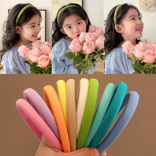 SNQP children's hairband little girl Korean version solid color high skull headband girls face wash non-slip hair press hair bundle baby hairpin cyan 1 pack