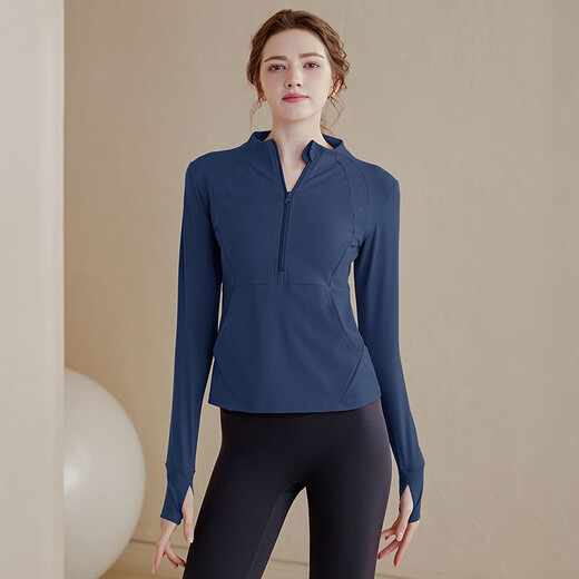 LULULMCCTN Yoga Top Women's Running Training Breathable Pilates Training Sports Long Sleeve Fitness Clothing Black L