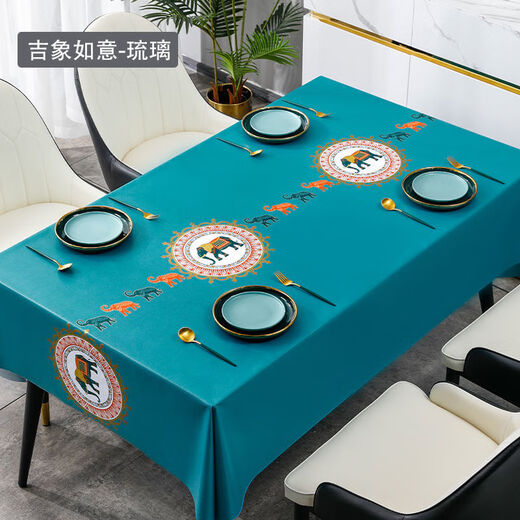 Bo Ling Lu high-end tablecloth PVC waterproof, oil-proof, anti-scalding, no-wash dining table, coffee table, Nordic ins rectangular square table mat, Back to Time-Ya Gray, upgraded 3.0 encryption-proof 1 140*220cm 8-person dining table
