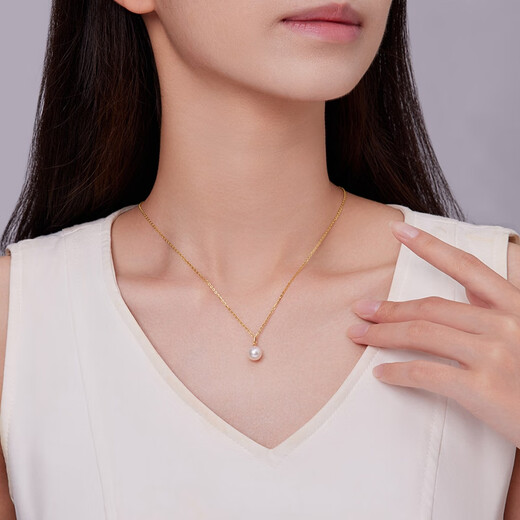 Queen of Pearls 18K gold inlaid pearl pendant perfect round Japanese Akoya seawater pearl necklace birthday gift for women