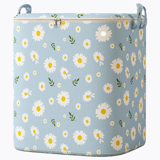Duchu Tongzi storage box for clothes and quilts large capacity fabric box home bedroom wardrobe storage box foldable thick zipper blue daisy extra large 200L=70x60x50cm