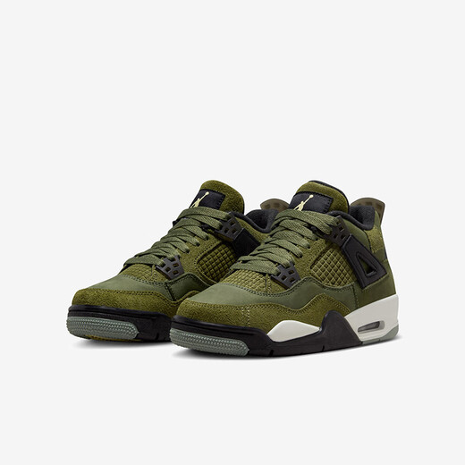 NIKE Air Jordan 4 Retro GS AJ4 Olive Green Big Kids/Women's Retro Basketball Shoes FB9928-200 35.5