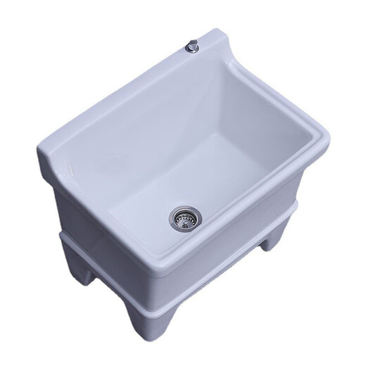 Shantou Lincun Ceramic Mop Pool Balcony Mop Pool Large Square Mop Basin Desktop Control Automatic Drainer Mop Pool Desktop Control 40cm Flat Mouth + Integrated Molding