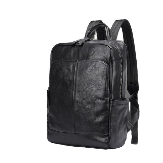 Malunte backpack for men's real cowhide simple large capacity business casual computer bag business trip backpack 9196 black height 38 width 28 thickness 13cm 14 inches