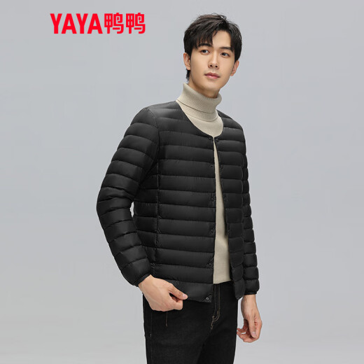鸭鸭（YAYA）2023秋冬新款轻薄羽绒服男士内胆短款休闲百搭鸭绒保暖外套K 黑色 L
