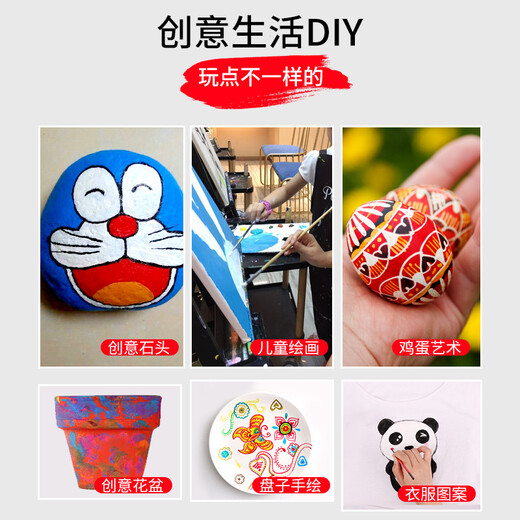 中盛画材（transon）12色艺术丙烯颜料套装手绘墙绘颜料DIY防水颜料涂料鞋子DIY涂料手工画画衣服美术写生