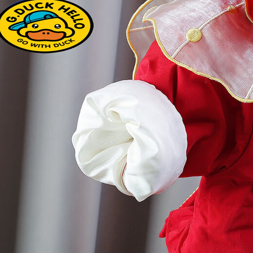 G.duck little yellow duck newborn baby down cotton jumpsuit New Year clothes baby girl 100-day anniversary outfit winter outing PF238 lace flower romper red 66cm