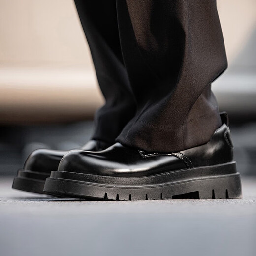Mr. A. Derby Schuhe Herren Low Top Martin Boots Britisch -Stil Runde Zehen große Zehenschuhe Schwarze Arbeitspeakschuhe Dicke Sohle lässige Lederschuhe Mra Gloss Black 41 Herrengröße