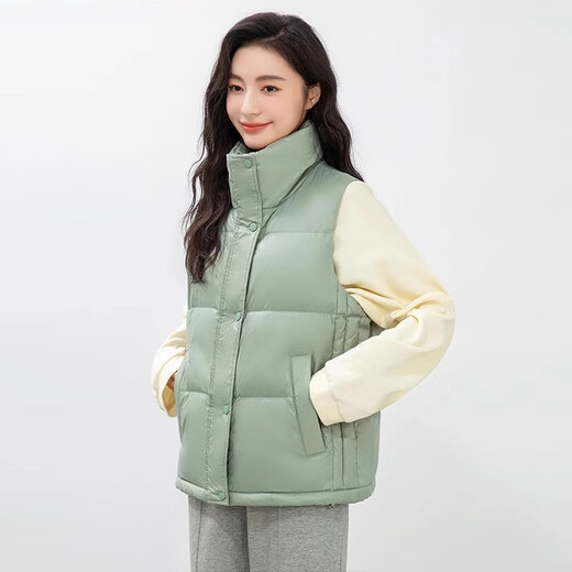 Yaya (YAYA) off-season light down jacket vest for women short winter new popular stand collar Korean style warm vest jacket KLZ milk white XL 170/92A