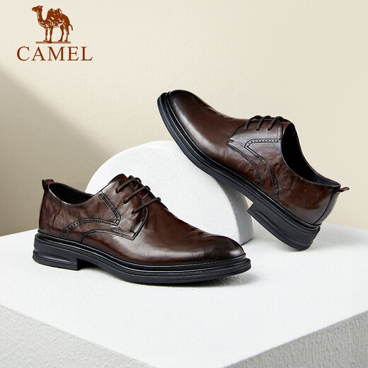 Camel (CAMEL) Derby lightweight and comfortable scratched cowhide business formal men's leather shoes GE12235360 Brown 42
