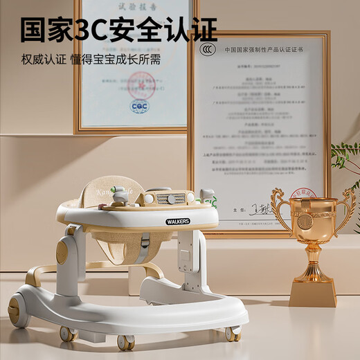 UICSS婴儿学步车三合一2024新款宝宝可折叠多功能防侧翻儿童可坐推车 旗舰版-灰色+音乐盘+脚步垫+推把 稳固防侧翻+一车三用