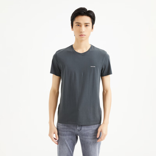 Lilang light fashion men's clothing [one guide wet] T-shirt men's LOGO printed short-sleeved inner bottom shirt Q4QNY202 dark gray L (175)