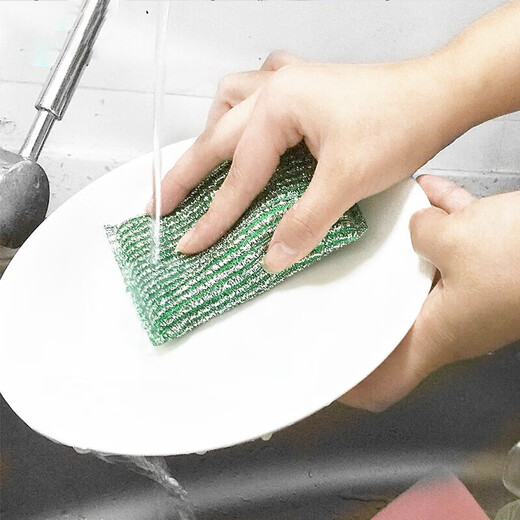 Jiajie excellent product dishwashing sponge, scouring pad, rag, decontamination dishcloth, kitchen supplies, pot scrubber, color striped gold scouring pad, 6 pieces