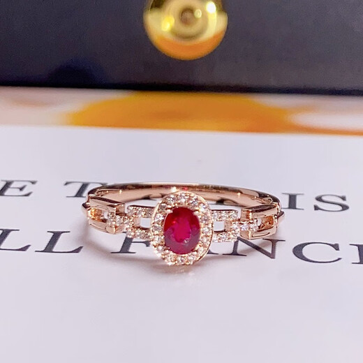 Eba Jewelry Pigeon Blood Red 0.5ct Ruby Ring 18K Gold Inlaid with Diamond Ring for Girlfriend’s Birthday Gift 0.5 Carat Size Message (Spot Size 9 to 20)