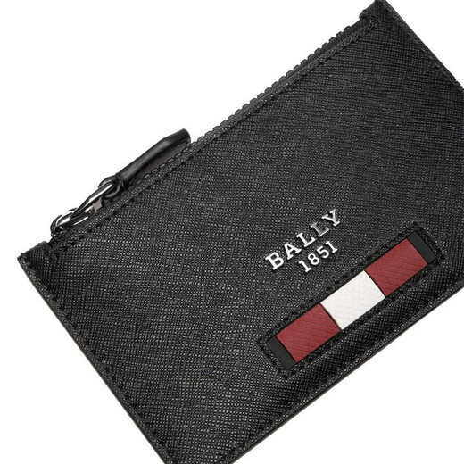 巴利（BALLY）男包皮革十字纹零钱包卡包6238943 BOCO BLK 黑色