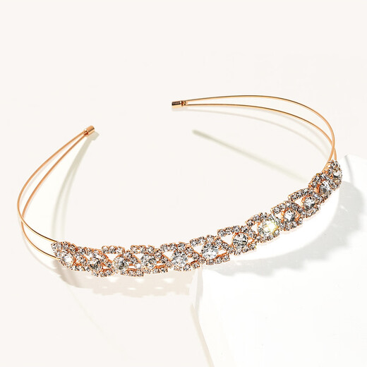 Meng Junchen bridal tiara hair accessories diamond-encrusted imitation pearl headband Korean style fashionable and elegant rhinestone double-layer hairpin headband style 6 pearl silver