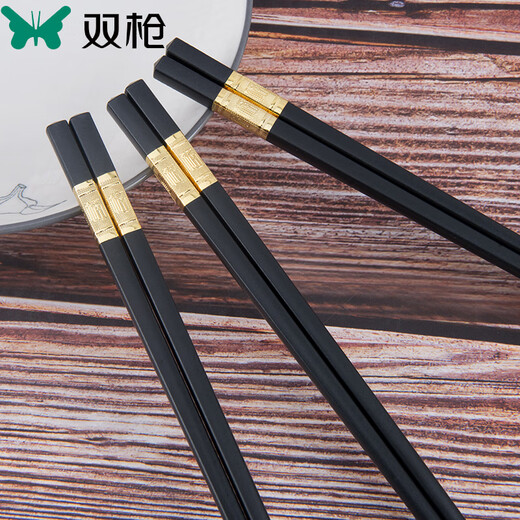 双枪（Suncha）合金筷子家用耐高温精品快子防霉家庭2022新款高端筷 kz4882合金筷金福字8双装