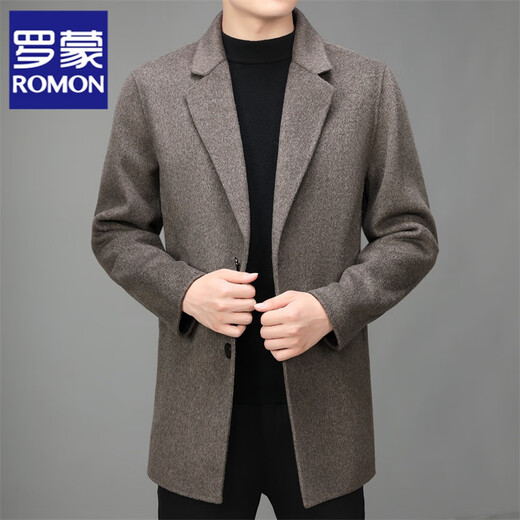 Romon doppelseitige Wolle Kaschmir Mantel Herrenanzug Halsband Geschäfte Casual Wollmantel Herrenmantelmantel Männer schwarz 3xl