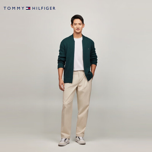 Tommy Hilfiger【纯羊毛】男装商务休闲棒球领羊毛衫针织开衫外套03258