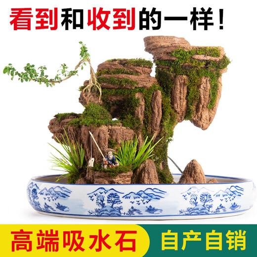 SMVP boutique indoor natural absorbent stone landscaping water stone ornaments landscape bonsai flowing water rockery micro landscape paradise (complete set)