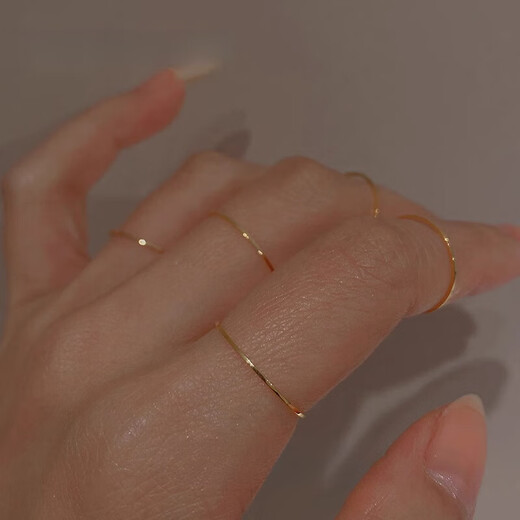 Fat Donglai's same style 18k rose gold ring, ultra-fine minimalist 18K gold-filled ring for women, light luxury, rose gold - single price + high-end gift box, US No. 8, 115 Jin Jin is equal to 0.5 kg ~130 Jin Jin is equal to 0.5 kg