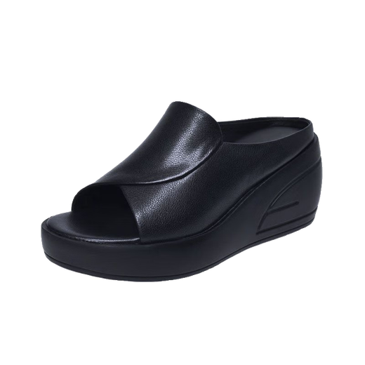 Spechtleder-Fersenruhrschuhe für Frauen 2025 Neue Dick-Soled-High-Flip-Flops für Sommerkleidung Leichte Mutter Sandalen schwarz 35