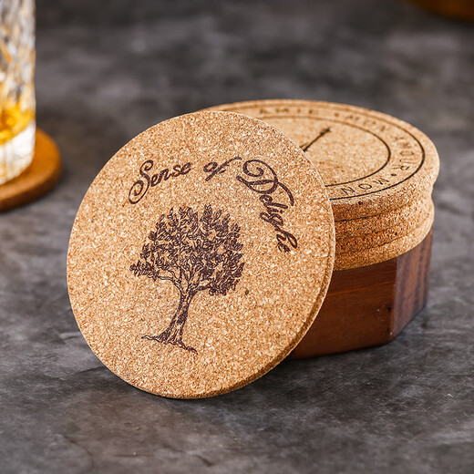 Craft beer coasters, whiskey glass coasters, cork non-slip absorbent coasters, bar cocktail coffee coasters, tea cup anti-scalding coasters, tree (2 pieces)