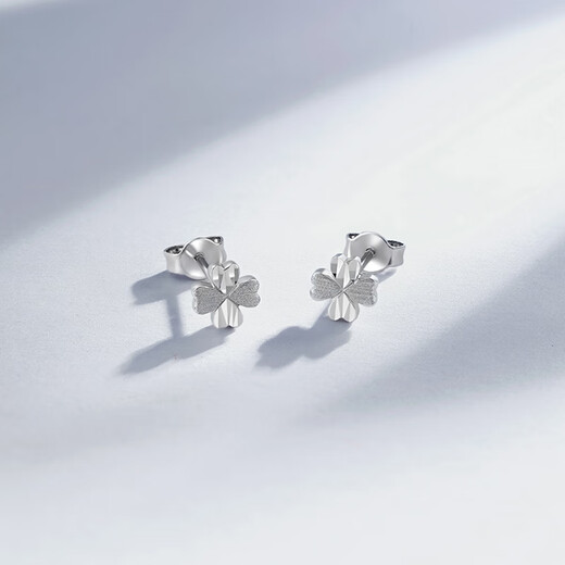 ZLF (ZLF) PT950 platinum earrings for women, lucky four-leaf clover earrings 1.51g
