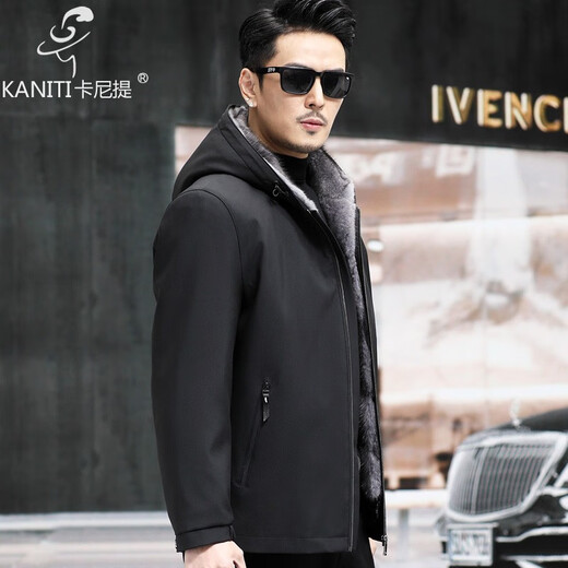 Caniti Mink Inner Inner Capucha PARKA MARTEN FUR MARTEN CROLINA INTELIGACIÓN COMBRACIÓN COMBRADERA CORTURA FURA CASA NEGRO + GRIEN
