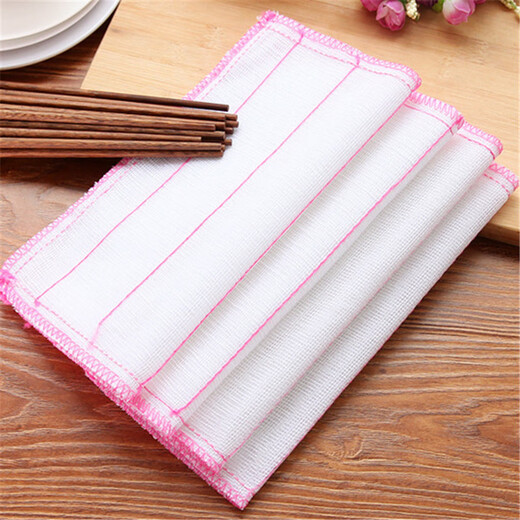 Kitchen cotton gauze dishcloth fiber absorbs water and does not stick to oil cleaning rag dish towel bulk scouring pad scouring pad 3 pieces