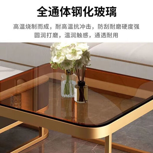 
Spring pastoral Internet celebrity rock slab tea table table living room household Nordic light luxury modern square combination glass small apartment simple tea 70 gray glass + 60 white rock slab (black rack gray pump [delivery to home]