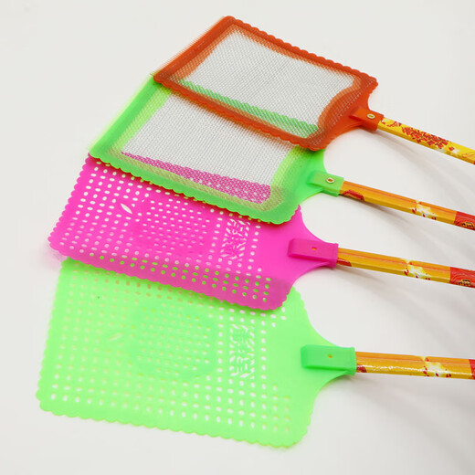 Kang Liya 3523 Cooked plastic fly swatter, long-handled bamboo handle manual fly swatter, random color, bamboo handle wire mesh