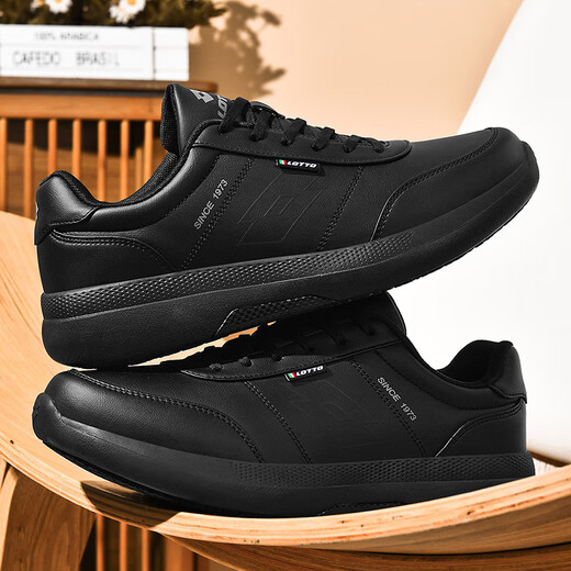 LOTTO golf casual shoes men's leather non-slip sports outdoor casual white shoes 8831P black 42