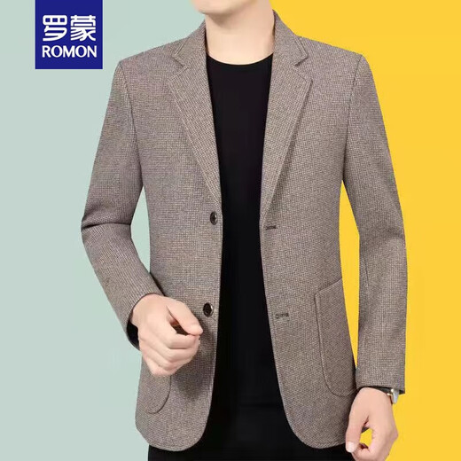 罗蒙（ROMON）休闲西服男士外套韩版修身中年商务小西装春秋季单件百搭上衣男潮 灰色 纯色 4XL 195 适合180-200斤