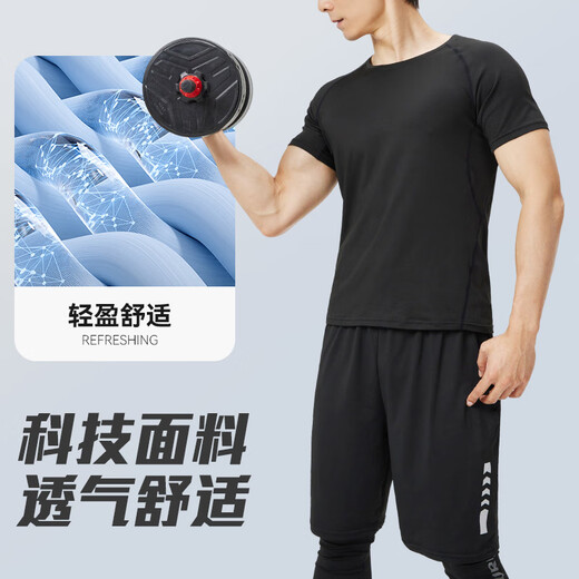 维多利亚旅行者（VICTORIATOURIST）运动套装男跑步健身服夏季速干衣篮球服紧身训练衣短袖三件装XL