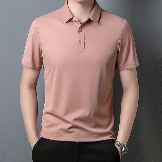 
Anislun light luxury aristocratic short-sleeved T-shirt for men in summer thin solid color fashion casual and versatile half-sleeved top T-shirt for men 9859 light brown M 170 [recommended 120-134 Jin [Jin equals 0.5 kg]]