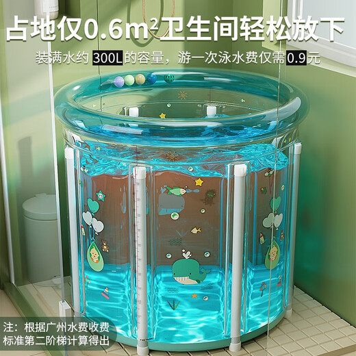 奔麦婴儿游泳桶可折叠洗澡盆新生儿童洗澡桶家用宝宝充气游泳池浴缸 【透明可视】游泳桶-宽75*75