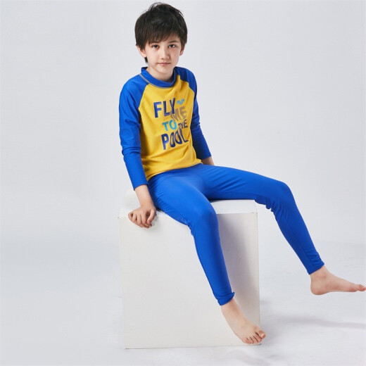 Arena's new children's swimsuit for boys and girls, long-sleeved and long-pants split swimsuit, sun protection, warm and comfortable swimsuit NVY140 (140/70)