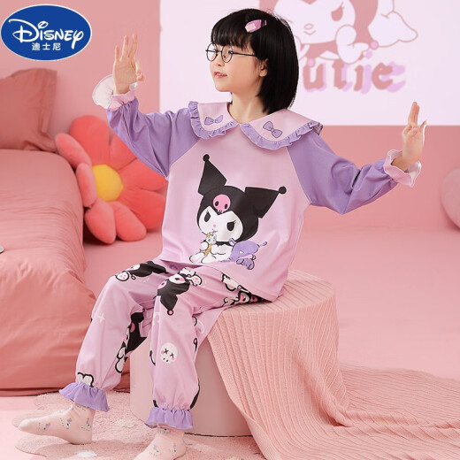 Disney (Disney) Girls Pajamas Set Spring and Autumn New Cotton Long Sleeves 2-14 Years Old Little and Middle-aged Girls and Baby Cartoon Home Clothes 64107#Melody Size 12
