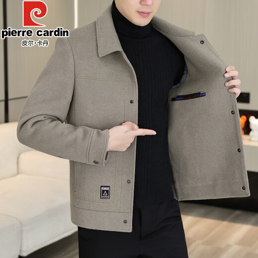 皮尔卡丹（pierre cardin）含羊毛呢外套男士短款双面尼大衣2025春秋新款男装呢子夹克 2308灰色 3XL
