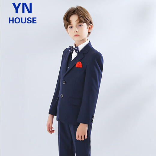 Yinuofang children's suit suit boy's dress Children's Day performance suit navy blue host suit