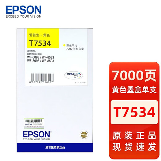 EPSON Original T753 Schwarzer Farbkartusche für WF-6093 WF-6593 WF-8093 WF-8593 PRINTER EPSON T7531-4 SET [Box]