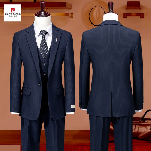 Pierre Cardin no-iron anti-wrinkle suit suit for men, wedding, groom, wedding, business formal wear, high-end suit, tailored dress for gentleman, black suit + trousers L