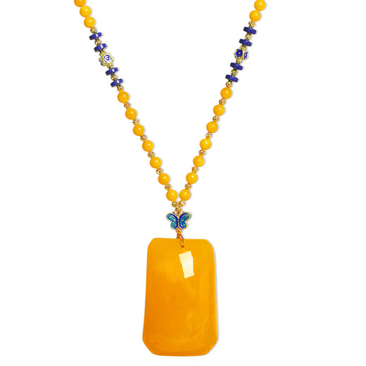 Fat Donglai's same beeswax brand with certificate, natural water drop beads, horse face skirt, accessories chain, jade sweater chain, water drop pendant - + lanyard - bracelet certificate