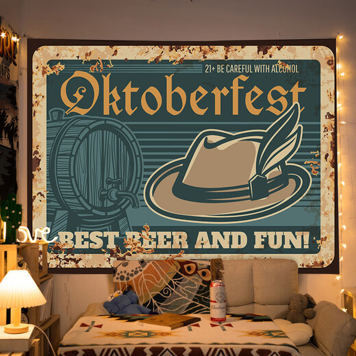 Pure tone retro American hanging cloth cafe beer decoration background cloth restaurant atmosphere matching tapestry cloth internet celebrity photo XFJ401 1 meter wide 0.7 meters high free installation package