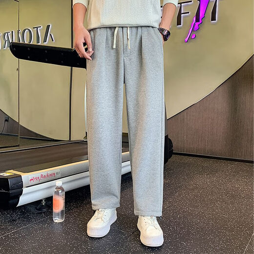 杉努（SHANNU）裤子男春秋季夏款宽松运动大码纯色棉质休闲学生束脚抽绳卫长裤 7710黑色（螺纹口） XL （建议130-150斤）