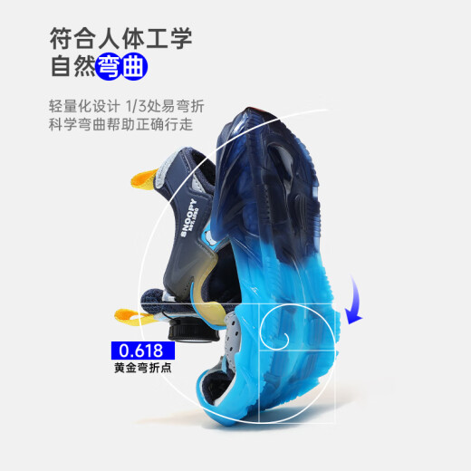 SNOOPY史努比童鞋男童包头凉鞋夏季男孩儿童轻便沙滩鞋潮3937黑蓝黄31