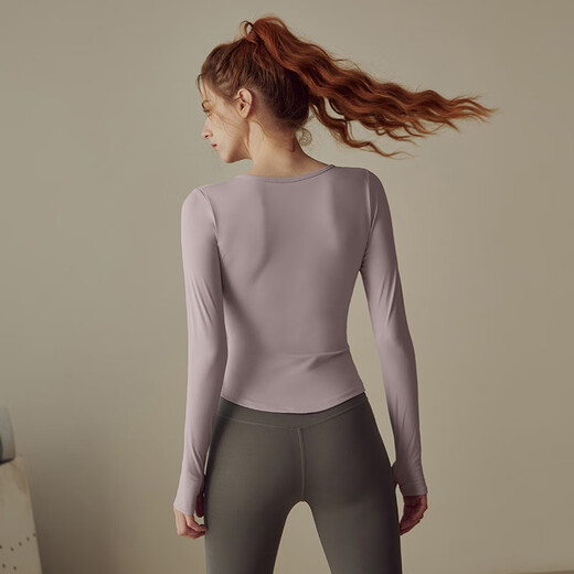 Jincheng yoga wear with chest pad for women spring and autumn 2025 new sports long-sleeved professional Pilates suit training fitness top black with chest pad A2421 L