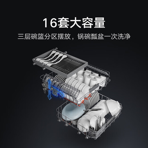 Mijia Xiaomi dishwasher 16 sets P1 embedded independent independent dual-purpose large capacity automatic opening and closing door drying intelligent layered washing first-class water efficiency national government subsidy 20% embedded dishwasher 16 sets P1